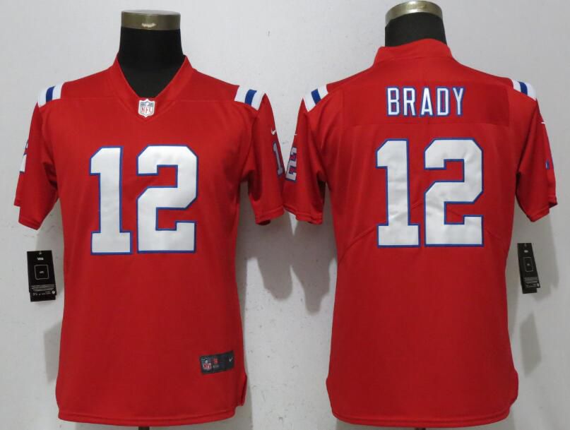 Women New England Patriots #12 Brady Red Vapor Untouchable Player Nike Limited NFL Jerseys->new england patriots->NFL Jersey